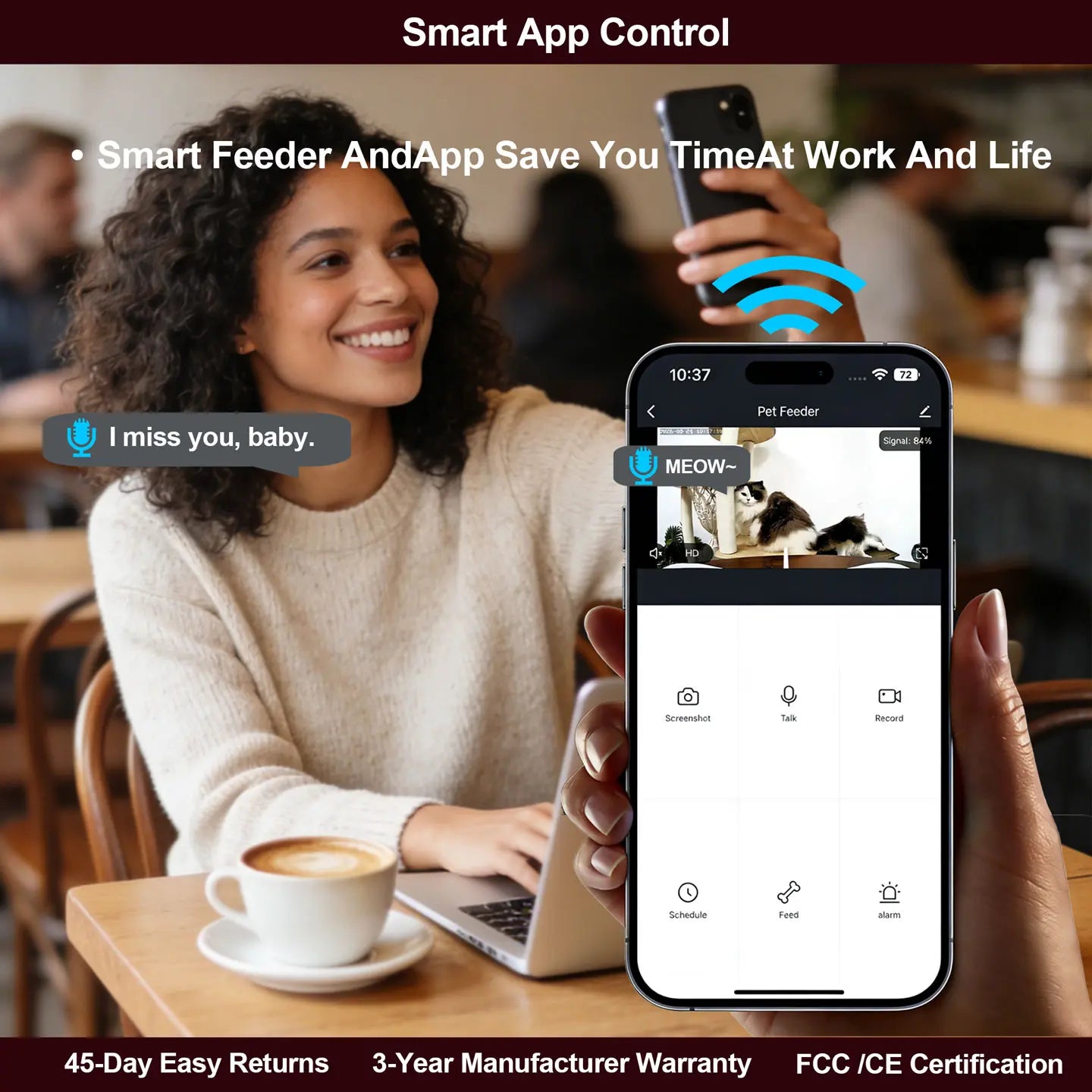 Revolutionize Your Pet's Mealtime with the Smart Automatic Pet Feeder - HD Camera, Dual Bowls, and Remote Feeding!