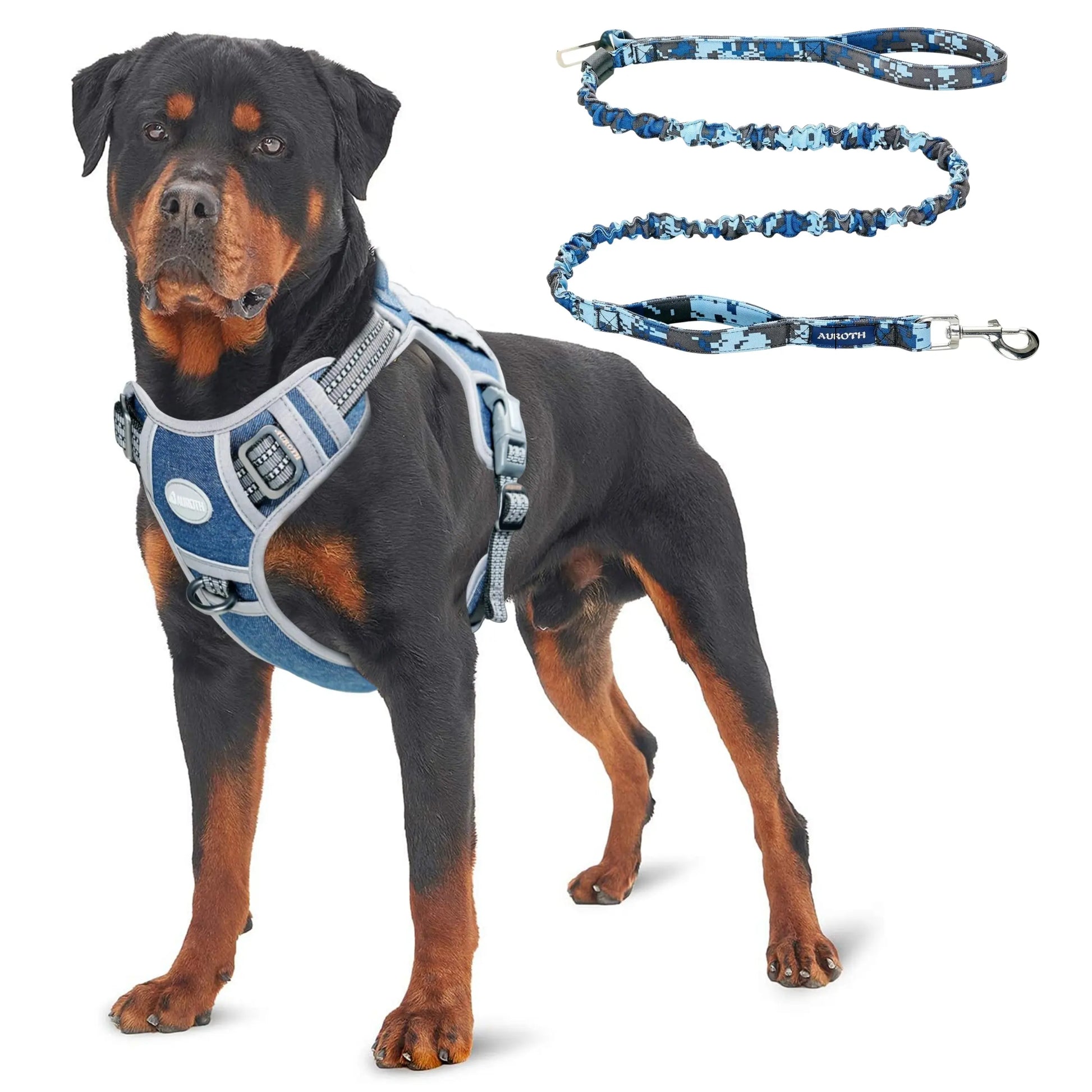 Auroth Tactical Dog Harness & 6 FT Heavy Duty Leash - Ultimate No Pull Training Vest for Small to Large Dogs - Camo Design