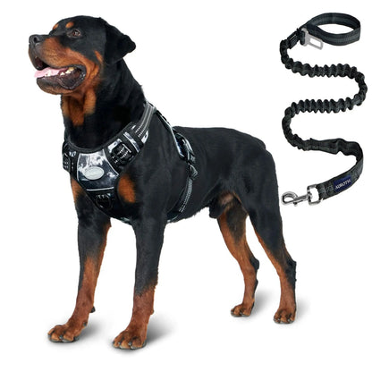 Auroth Tactical Dog Harness & 6 FT Heavy Duty Leash - Ultimate No Pull Training Vest for Small to Large Dogs - Camo Design