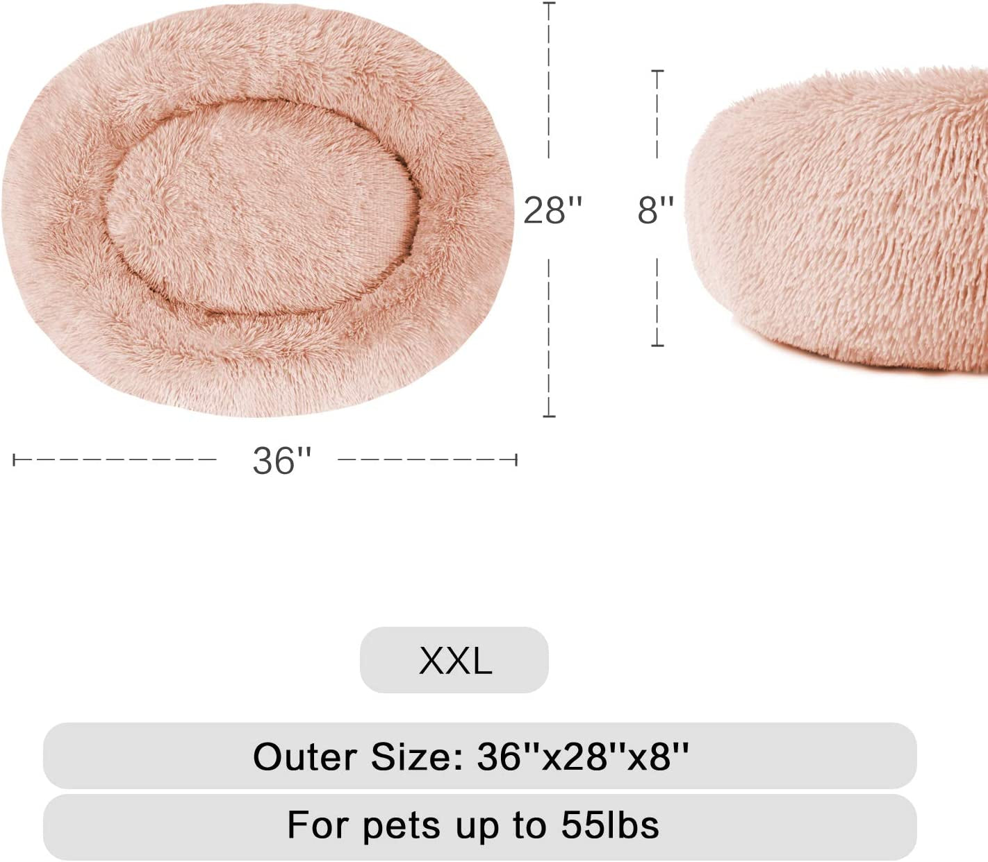Luxurious Round Dog Bed Cuddler - Washable Faux Fur Pet Bed for Cats and Medium Dogs, Perfect for Comfort and Security