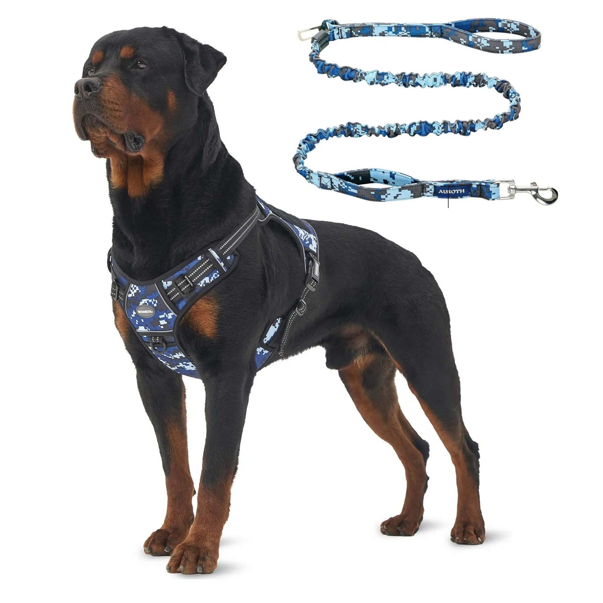 Auroth Tactical Dog Harness & 6 FT Heavy Duty Leash - Ultimate No Pull Training Vest for Small to Large Dogs - Camo Design