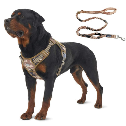 Auroth Tactical Dog Harness & 6 FT Heavy Duty Leash - Ultimate No Pull Training Vest for Small to Large Dogs - Camo Design