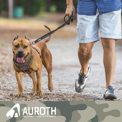 Auroth Tactical Dog Harness & 6 FT Heavy Duty Leash - Ultimate No Pull Training Vest for Small to Large Dogs - Camo Design