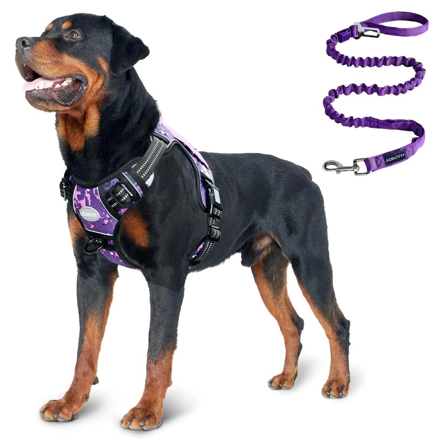 Auroth Tactical Dog Harness & 6 FT Heavy Duty Leash - Ultimate No Pull Training Vest for Small to Large Dogs - Camo Design